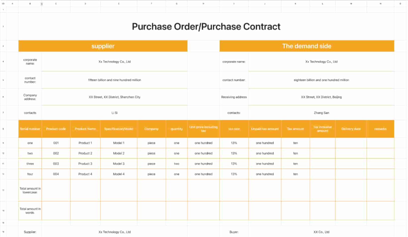 Purchase Order & Purchase Contract